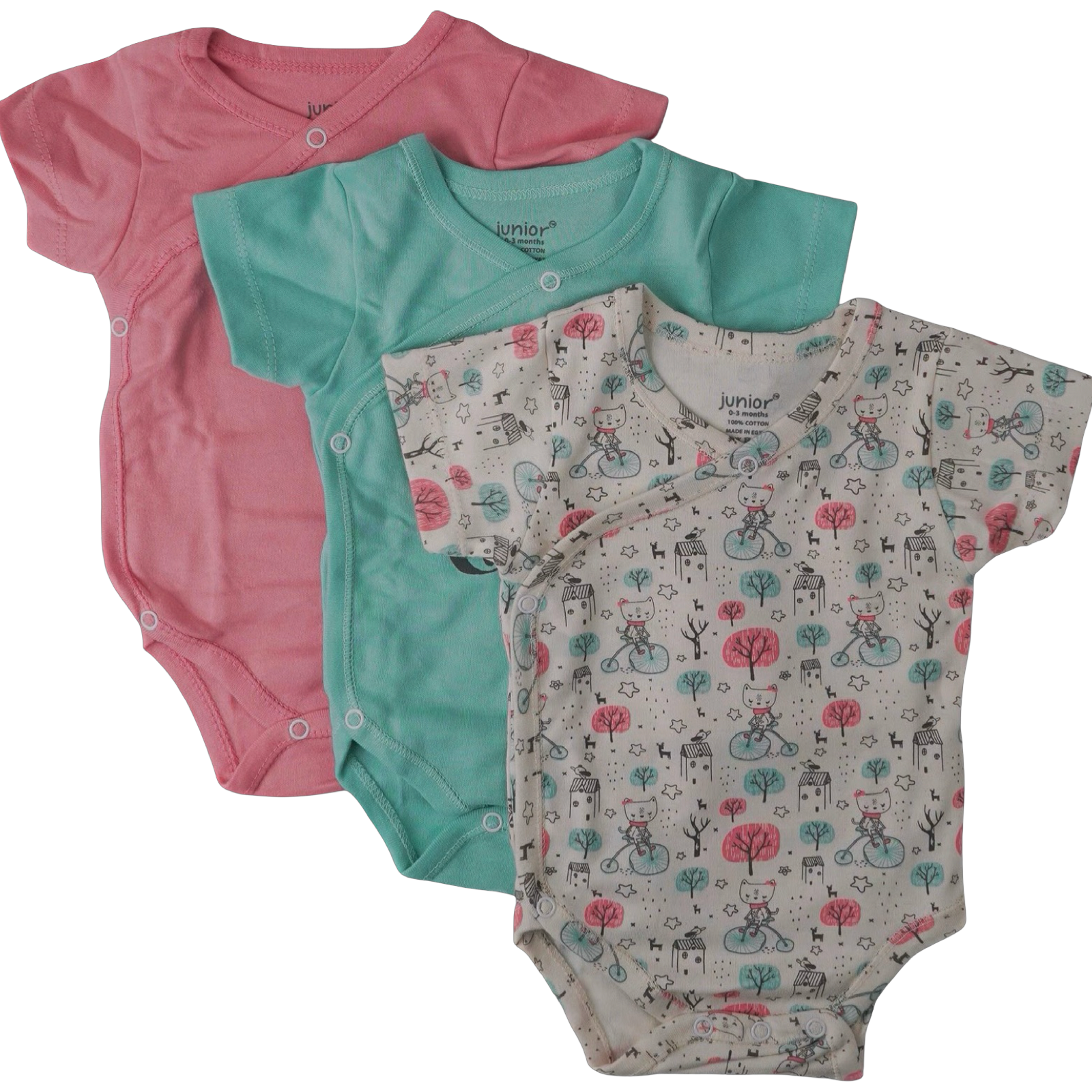 5305G - Junior - Baby - Kimono - Short Sleeve - Pack of 3 - Girl