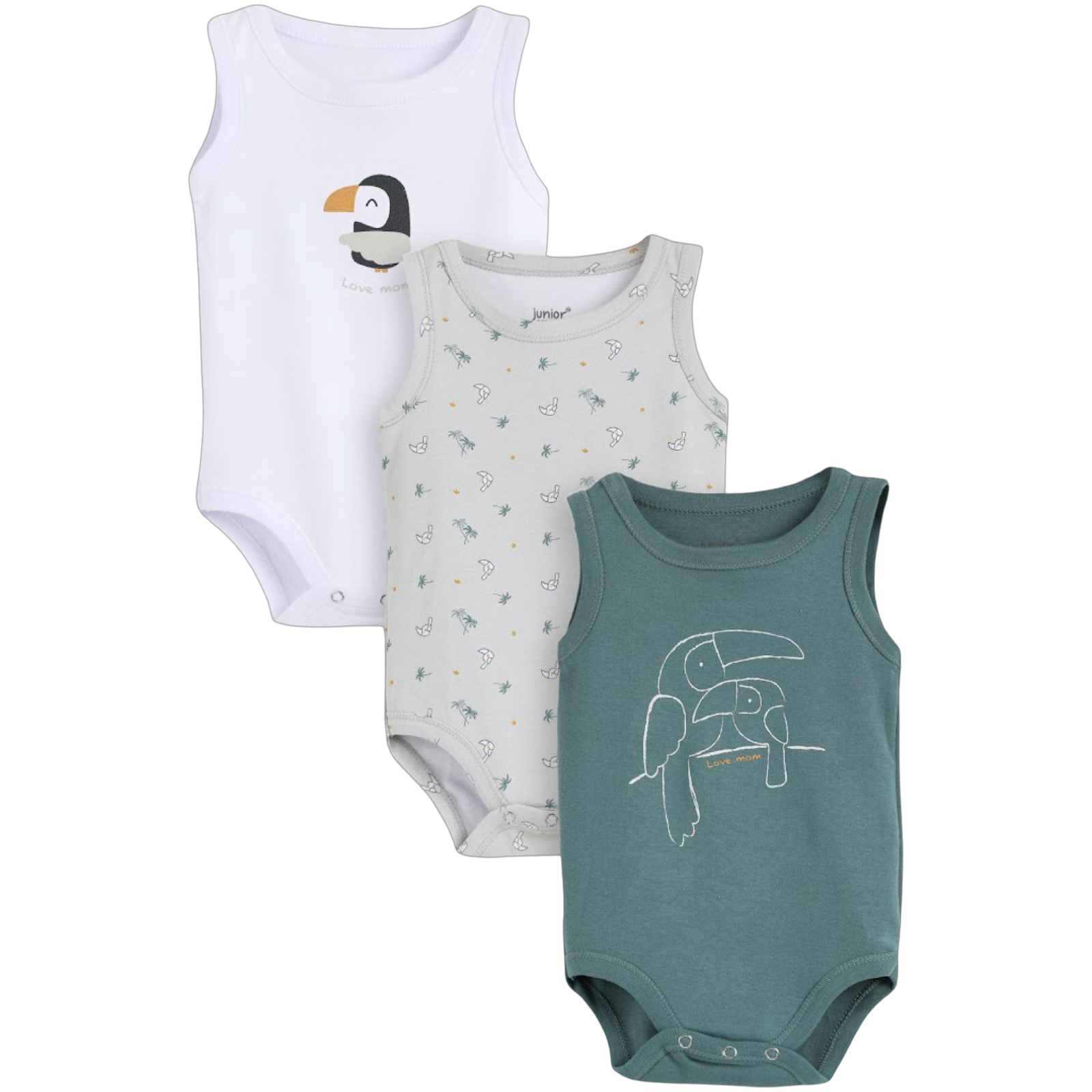 7213 - Junior - Baby - BodySuit - Sleeveless - Colors - Pack of 3