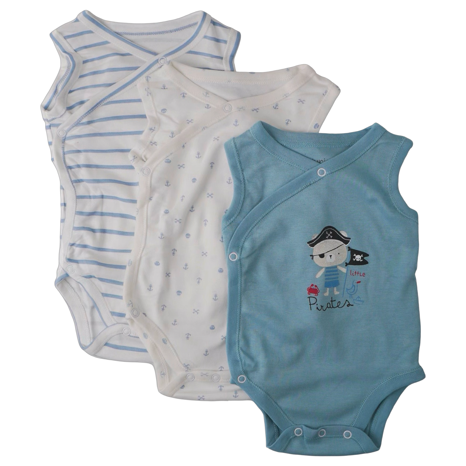 7305B - Junior - Baby - Kimono - Sleeveless - Pack of 3 - Boy