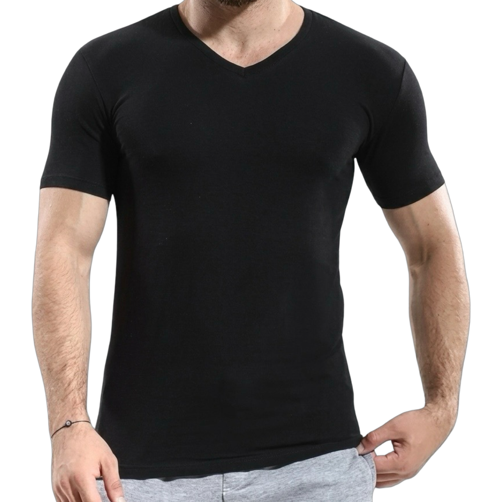 7770 - Cottonil -  Men - Short Sleeve Stretch - V Neck - 94% Cot 6% Ela