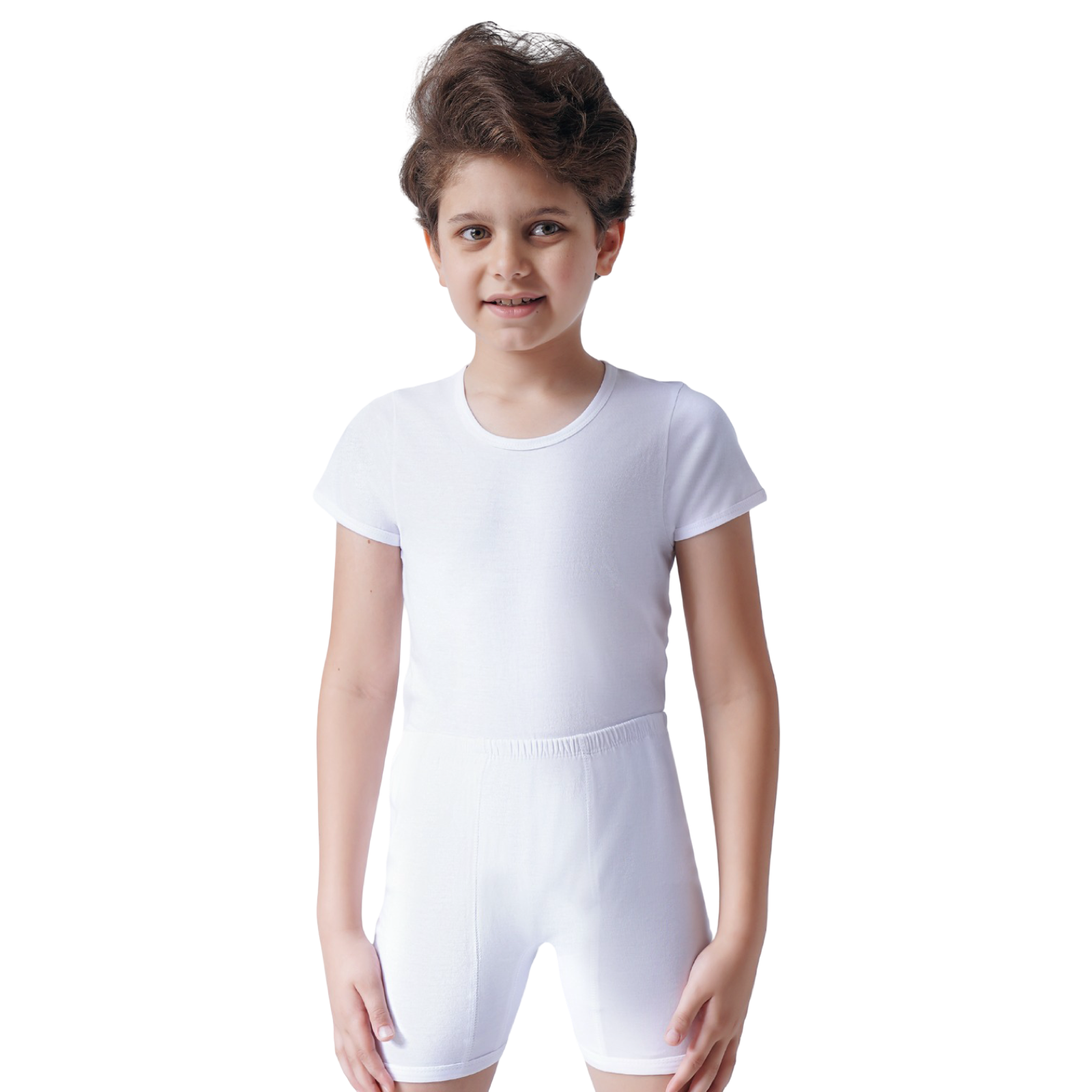 1001 white underwear set - short sleeve for boys